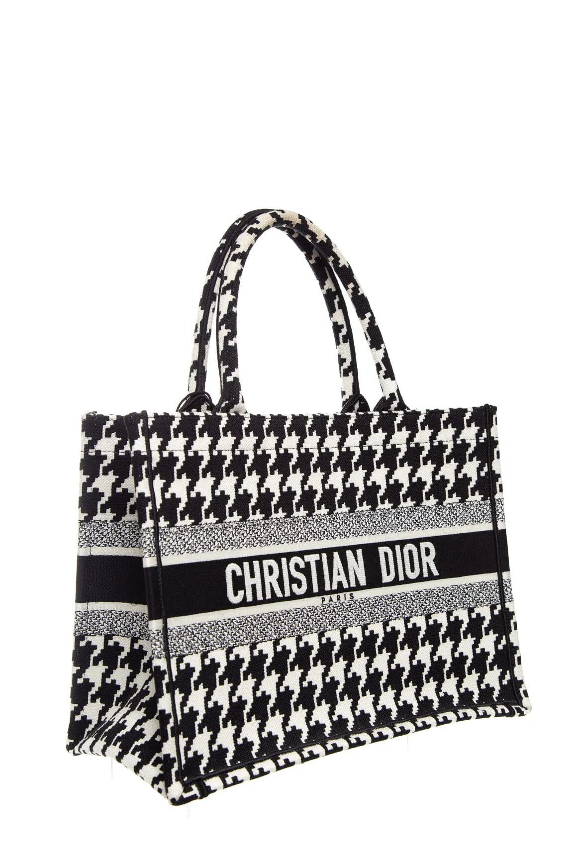 Christian Dior Black and White Houndstooth Book Tote