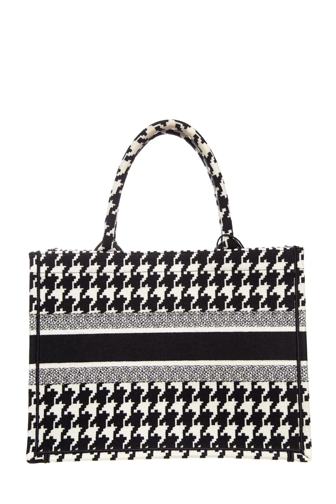 Christian Dior Black and White Houndstooth Book Tote