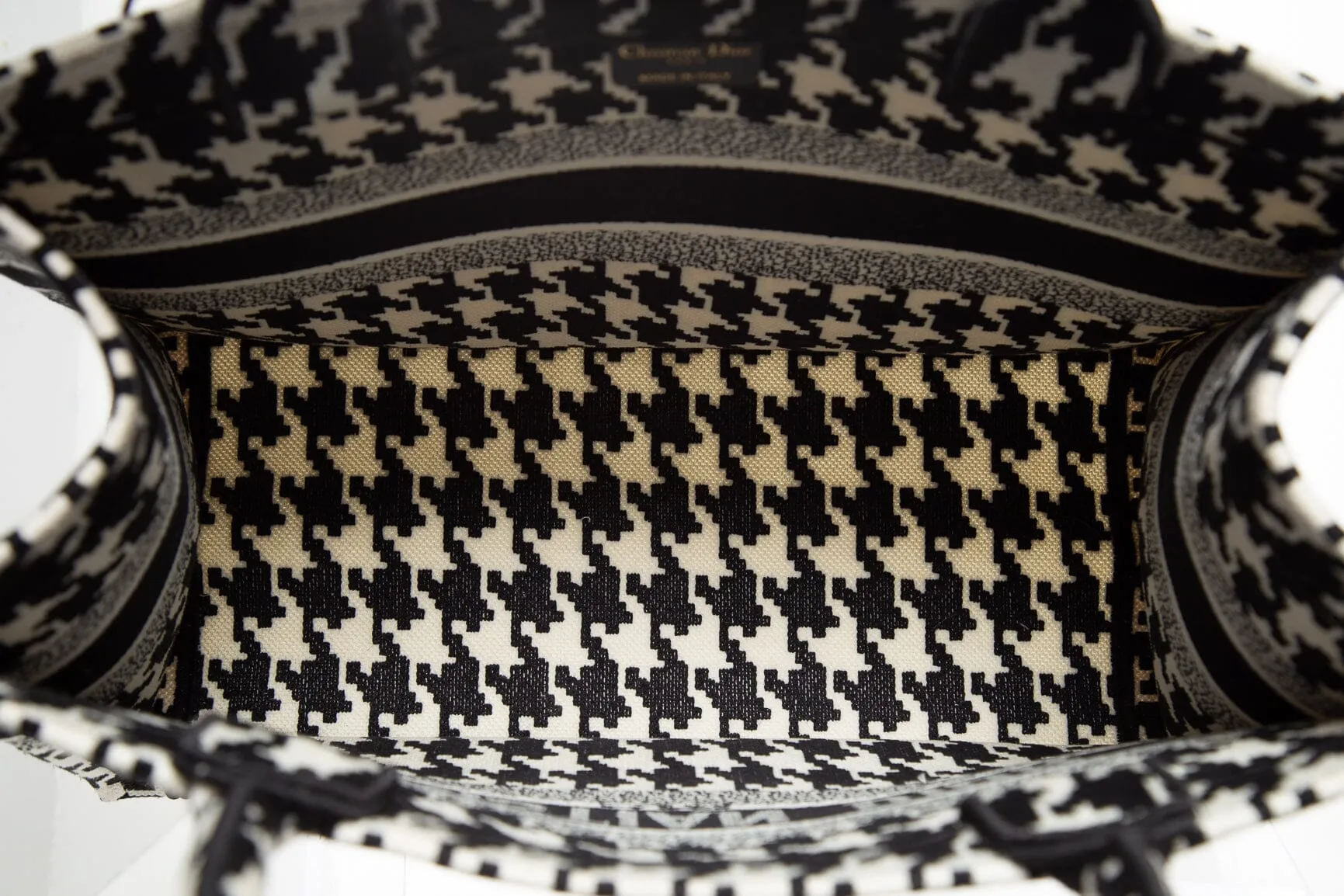 Christian Dior Black and White Houndstooth Book Tote