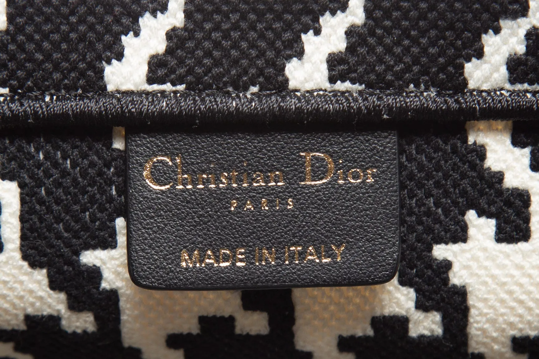 Christian Dior Black and White Houndstooth Book Tote