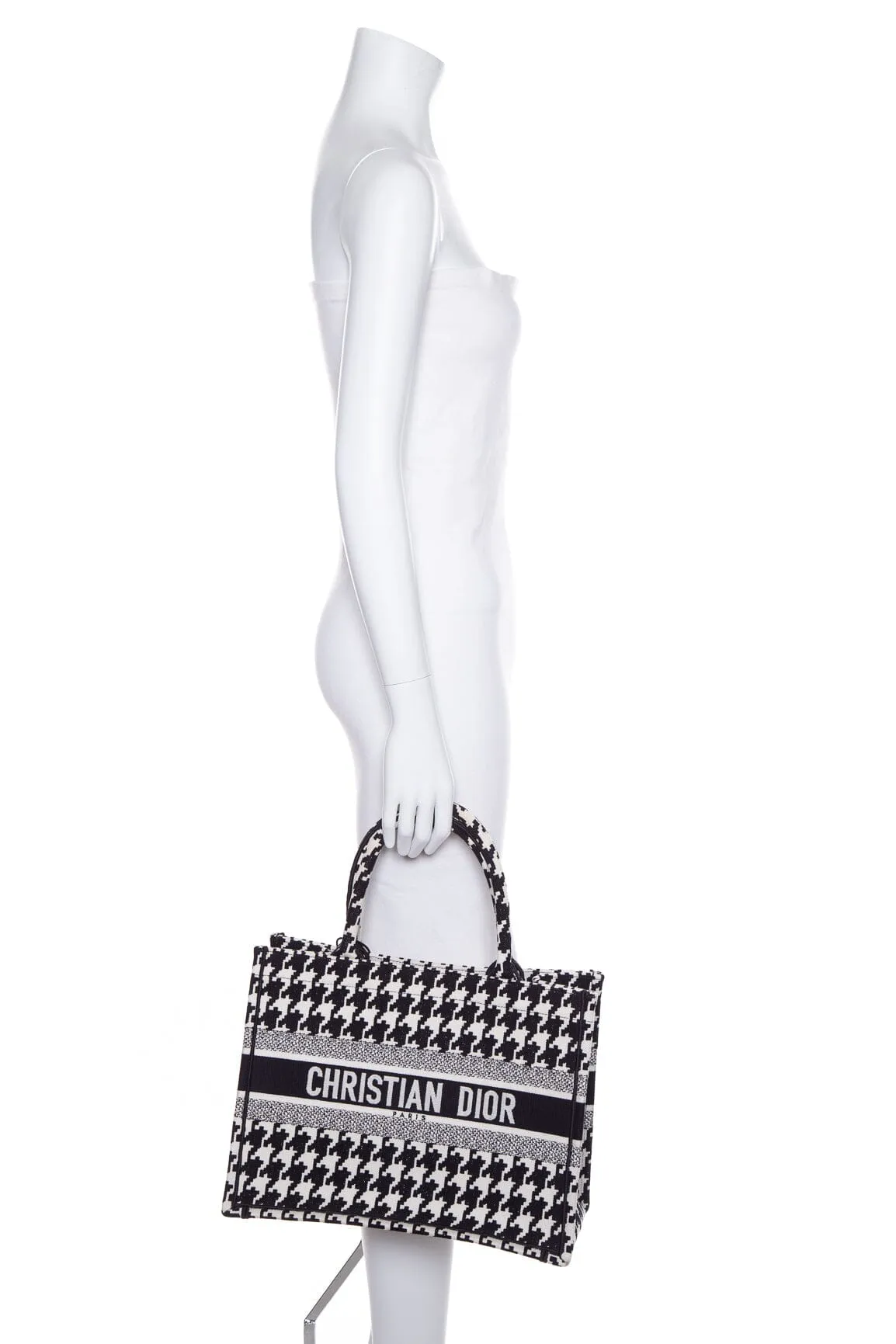 Christian Dior Black and White Houndstooth Book Tote