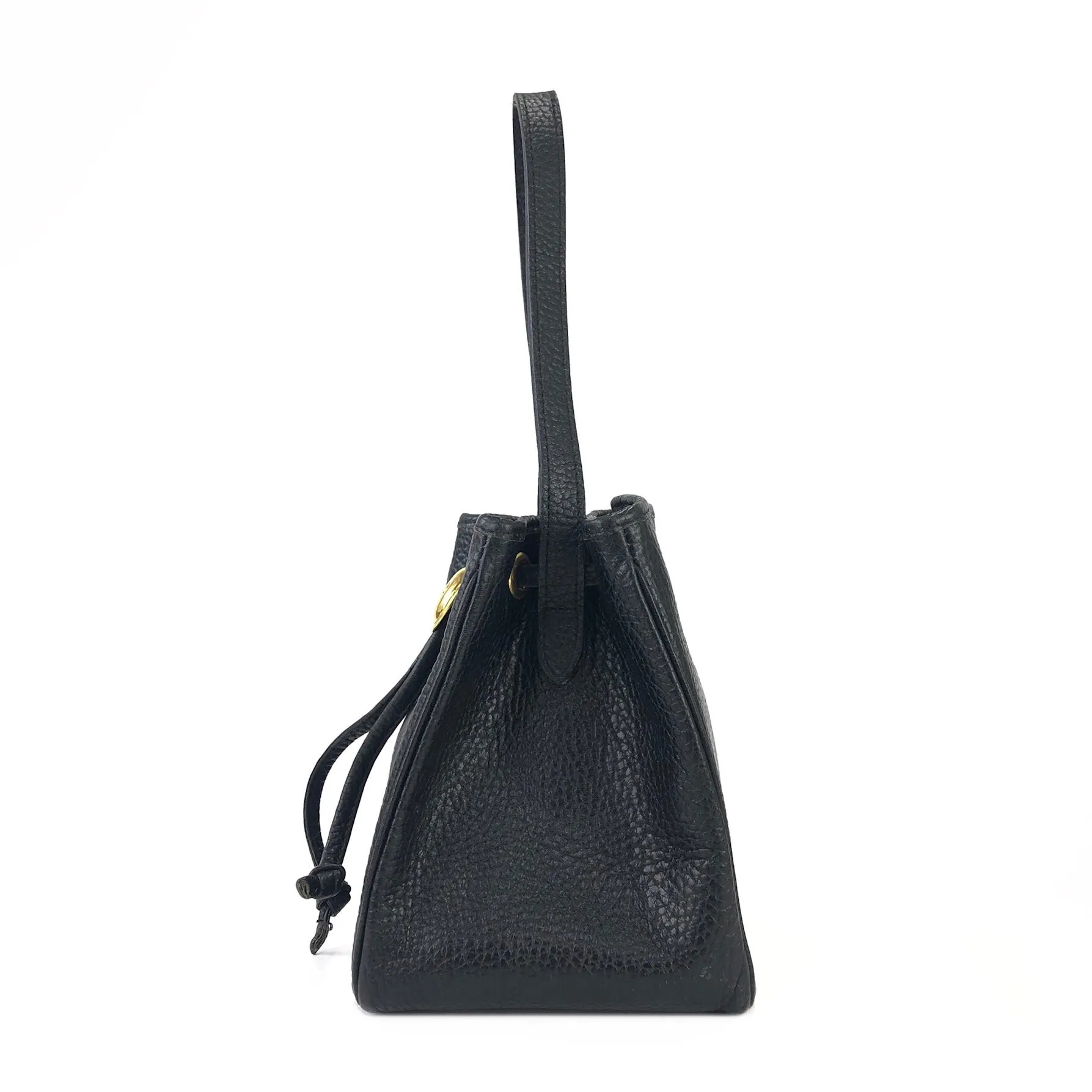 Christian Dior CD logo Drawstring Handbag minibag Black Vintage Old 77xsb3