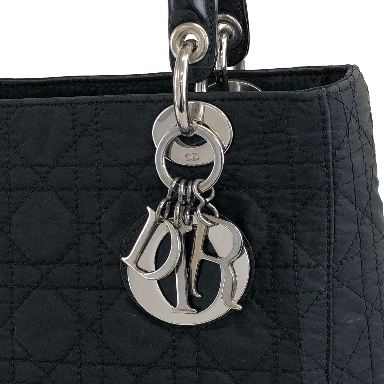 Christian Dior Lady Dior Cannage Logo Charm Two-way Handbag Shoulder bag Black Vintage kty22j
