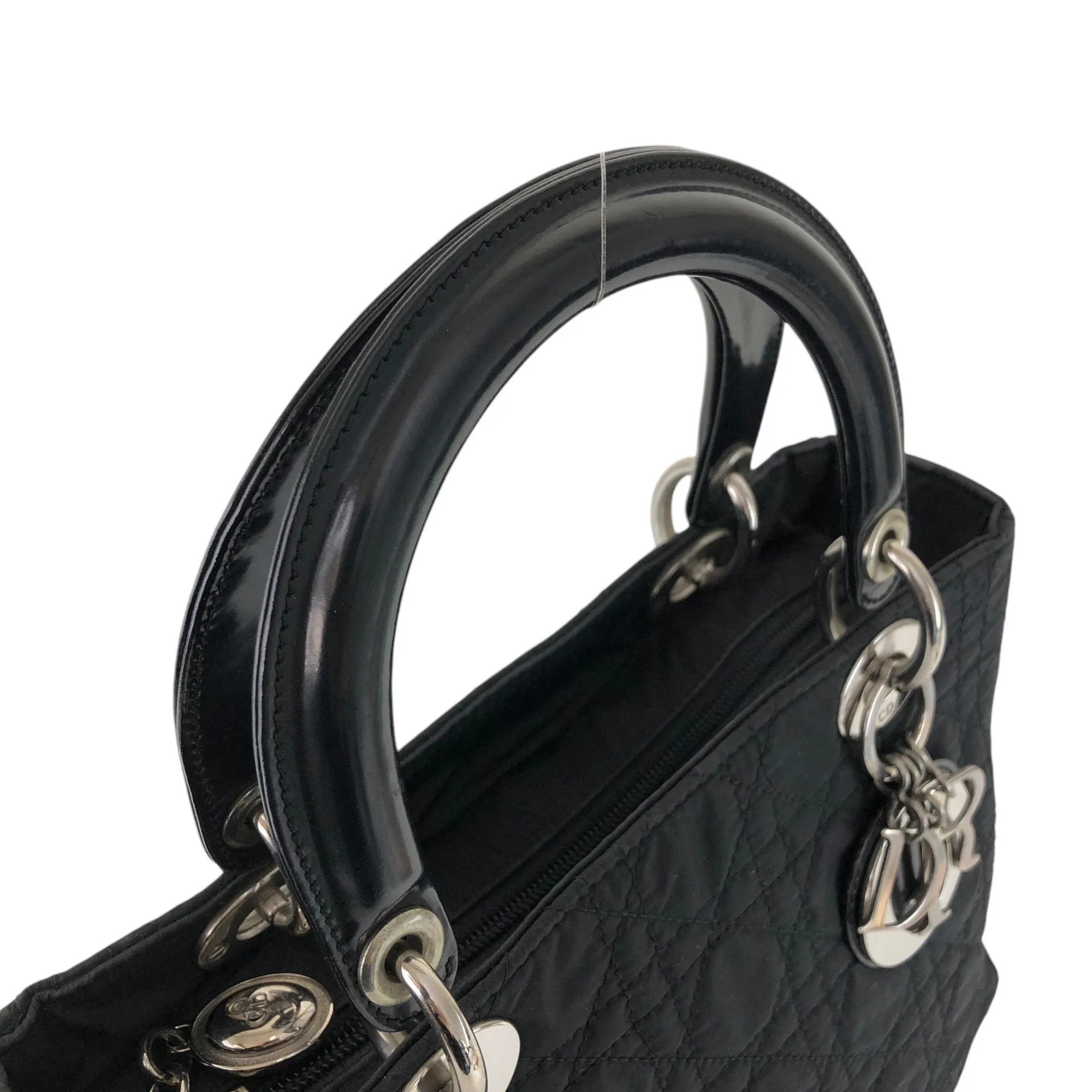 Christian Dior Lady Dior Cannage Logo Charm Two-way Handbag Shoulder bag Black Vintage kty22j