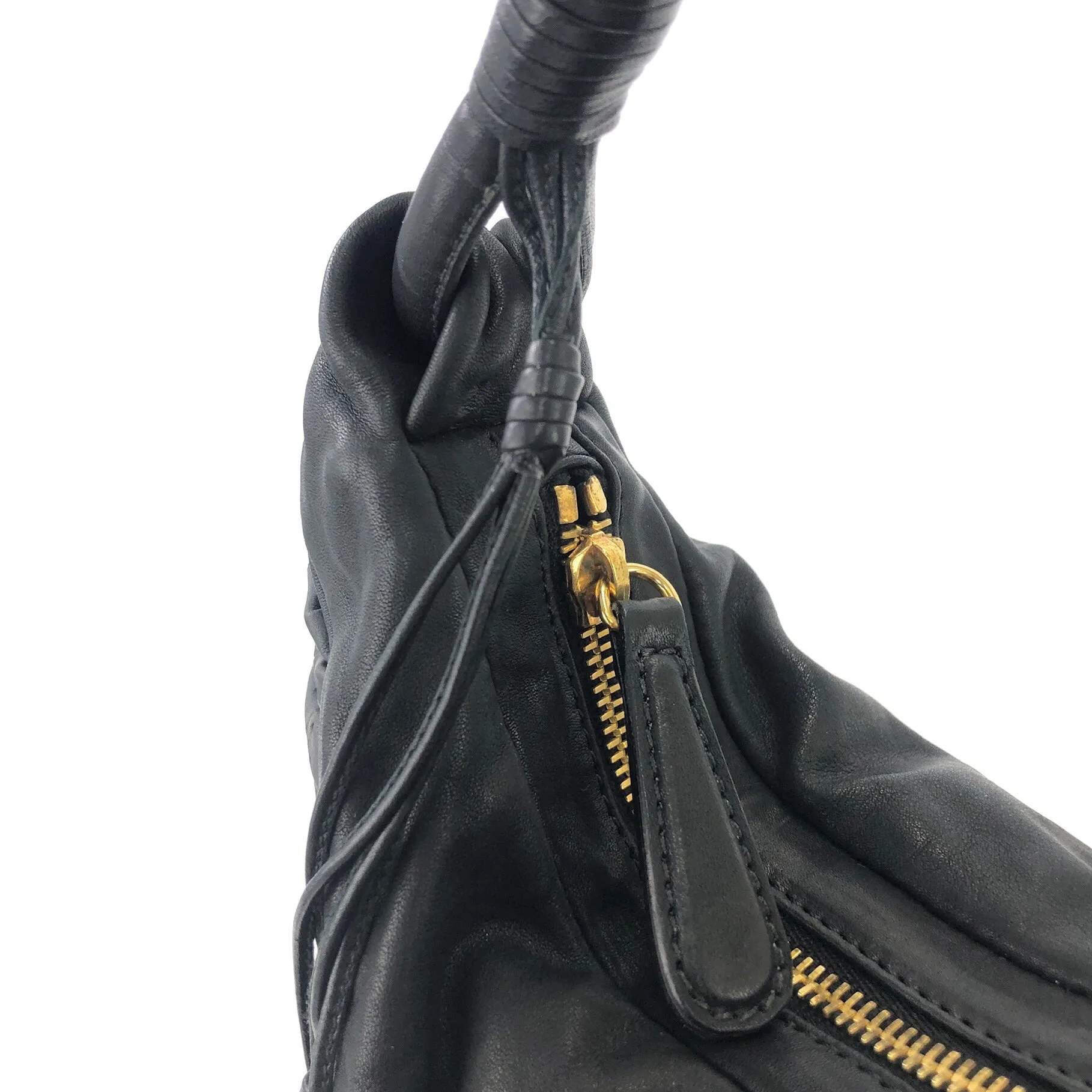 Christian Dior  Logo Charm Cut Out Leather Handbag Shoulder bag Black Vintage 54pzak