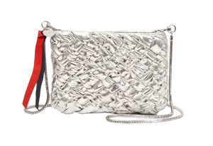 Clare V. - Estelle Puffy Woven Leather Handbag - Silver Specchio