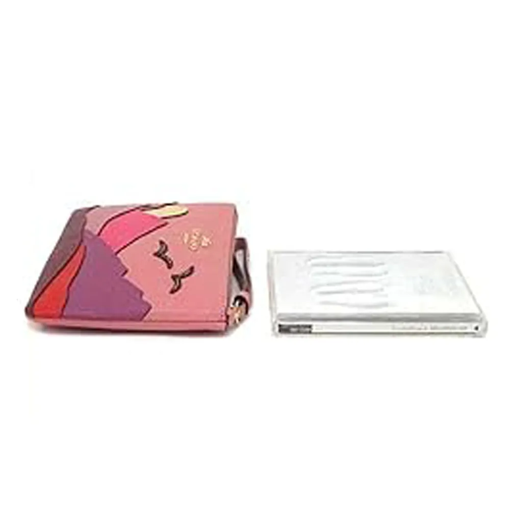 Coach Mountain Motif Large Corner Wallet Leather Zip Wristlet Handbag Bag New