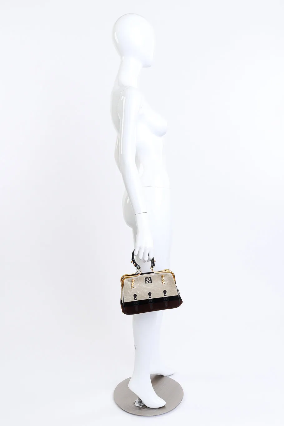 Color Block Velvet Frame Handbag