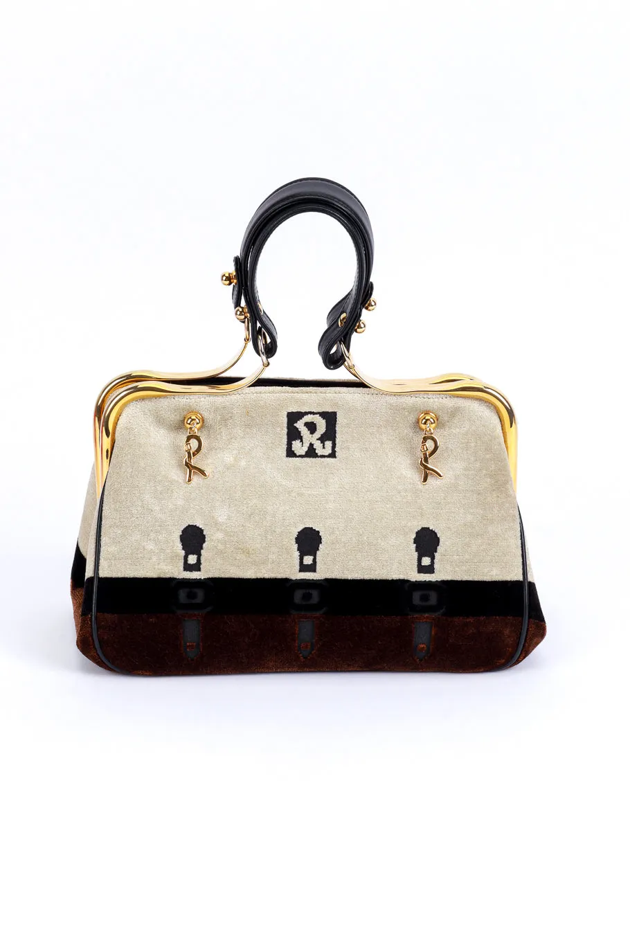 Color Block Velvet Frame Handbag