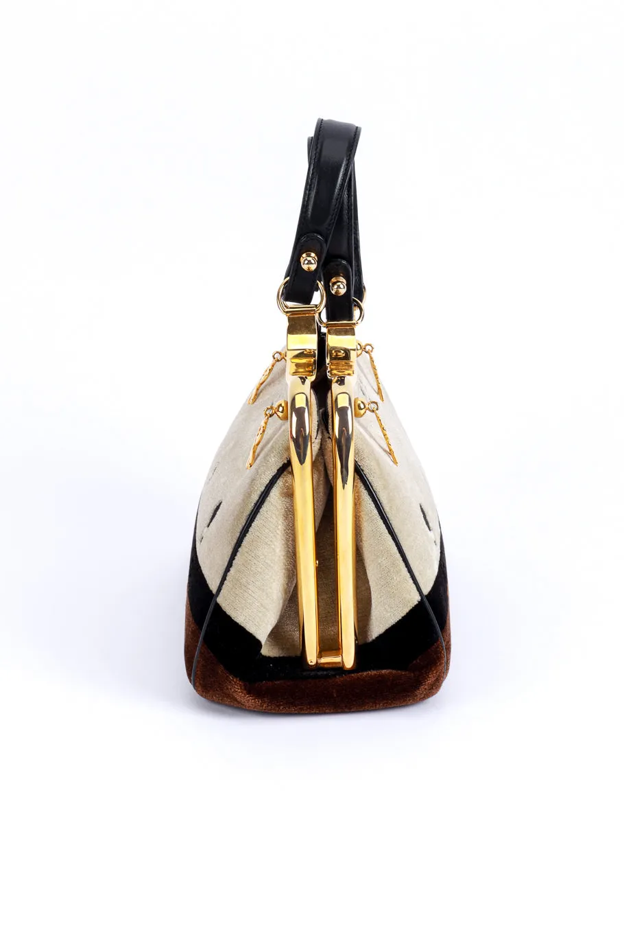 Color Block Velvet Frame Handbag