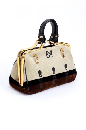 Color Block Velvet Frame Handbag