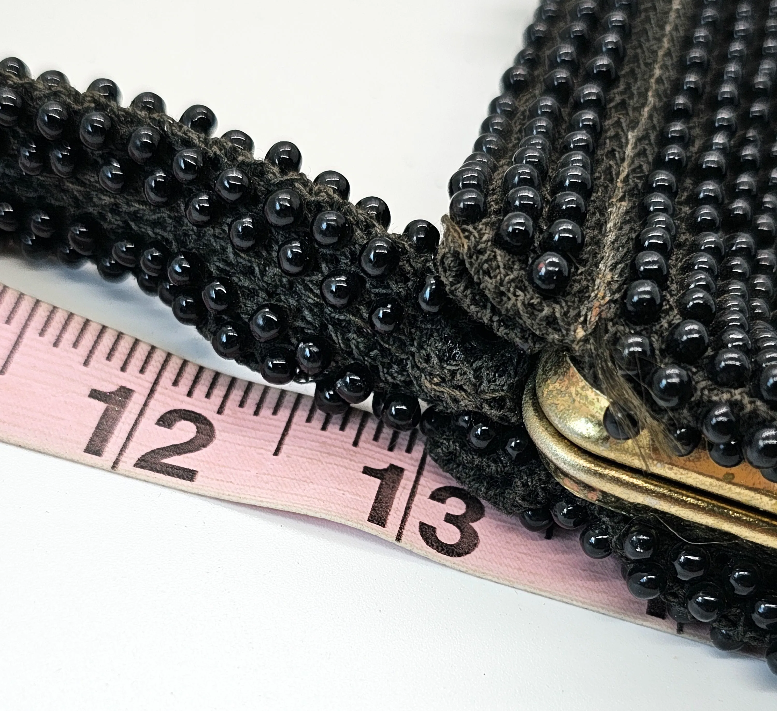 Corde Bead black beaded French Fabric Antique Art Deco purse