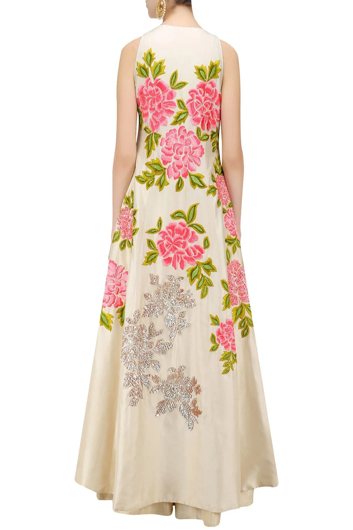 Cream Color Overlap Anarkali Kurta Set
