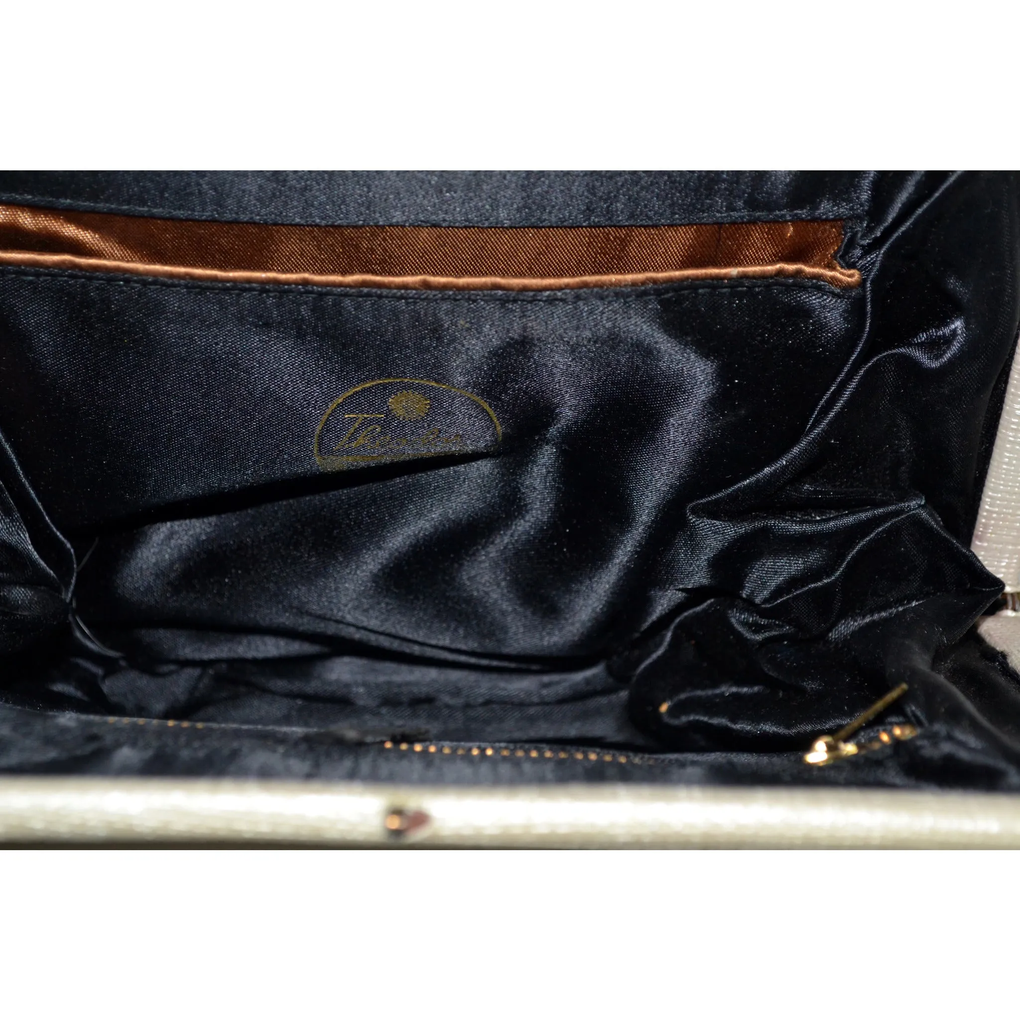 Cream Vinyl Handbag By Theodor