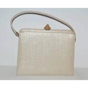 Cream Vinyl Handbag By Theodor