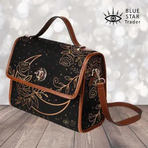 Crescent Moon Floral Canvas Purse