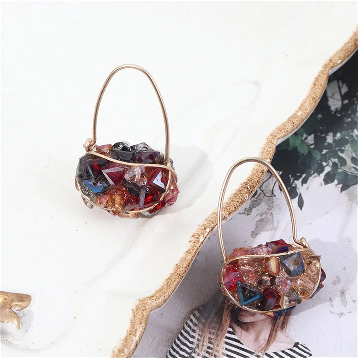 Crystal & 18K Gold-Plated Handbag Drop Earrings
