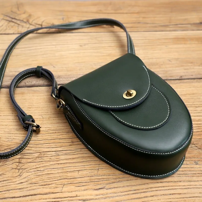 Cute Brown LEATHER Saddle Side Bag WOMEN SHOULDER BAG Crossbody Saddle Purse FOR WOMEN