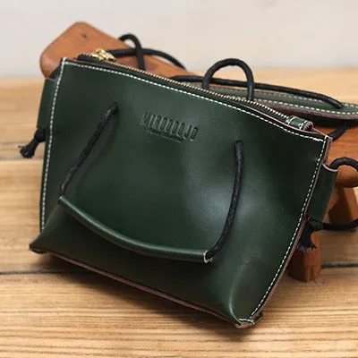 Cute LEATHER HandBag Green Handmade WOMEN Small Side BAG Phone Purse FOR WOMEN