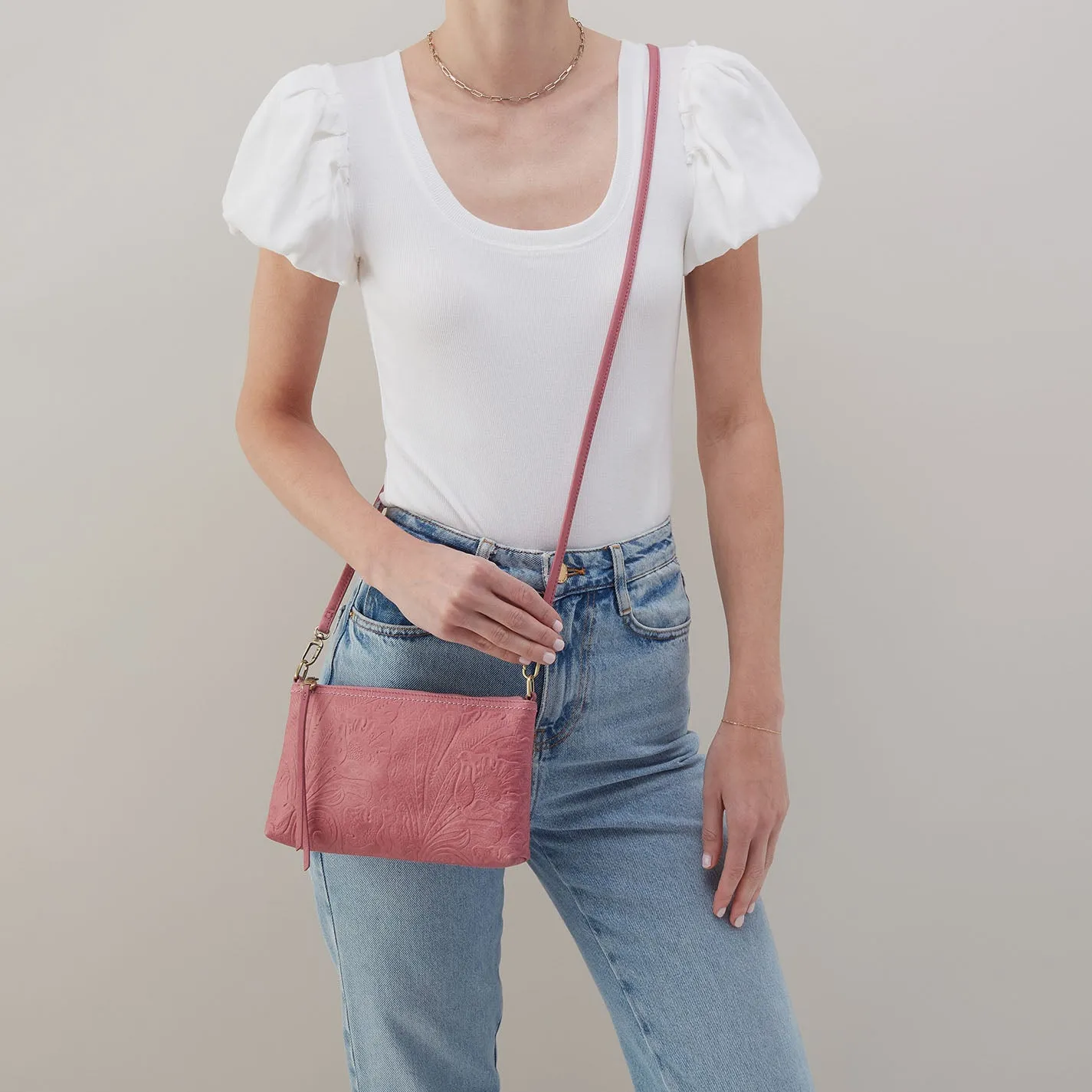 Darcy Crossbody In Tooled Embossed Leather - Mauve Tooled Emboss