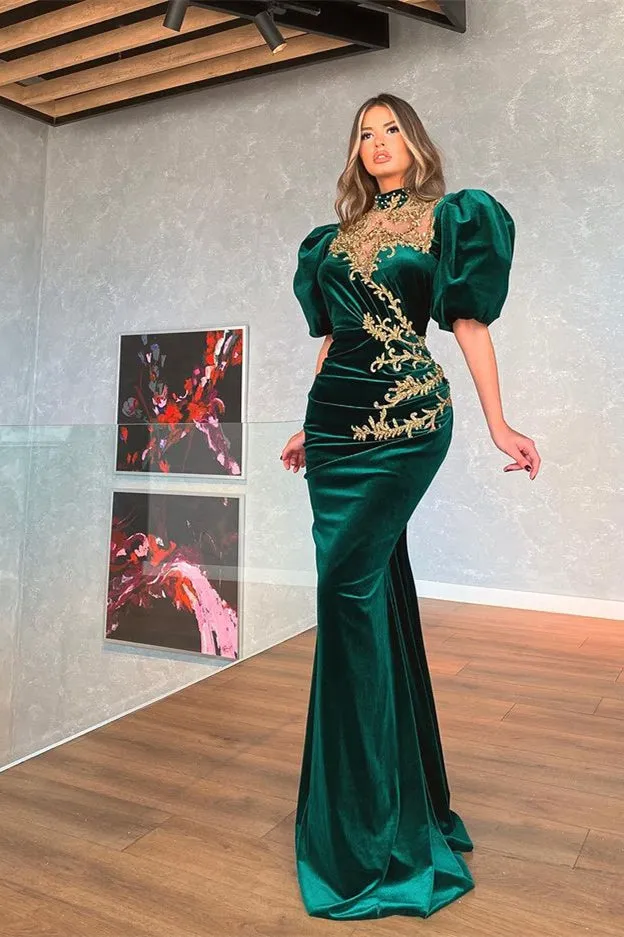 Dark Green One Shoulder Overskirt Prom Dress Slit Online