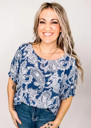 Denim Blue Paisley Dolman
