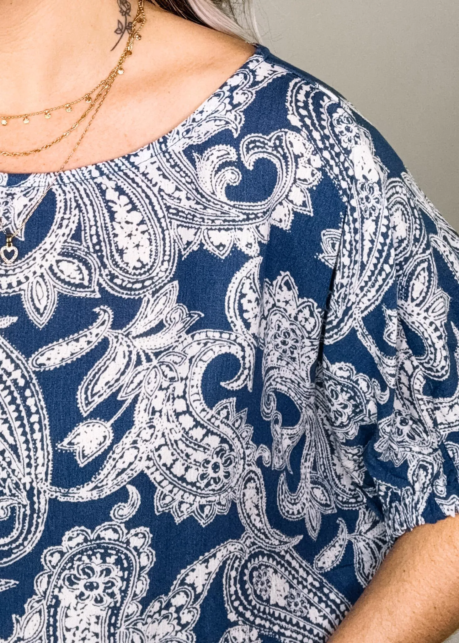 Denim Blue Paisley Dolman