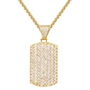 Designer Baguette Stones Bling Dog Tag Pendant