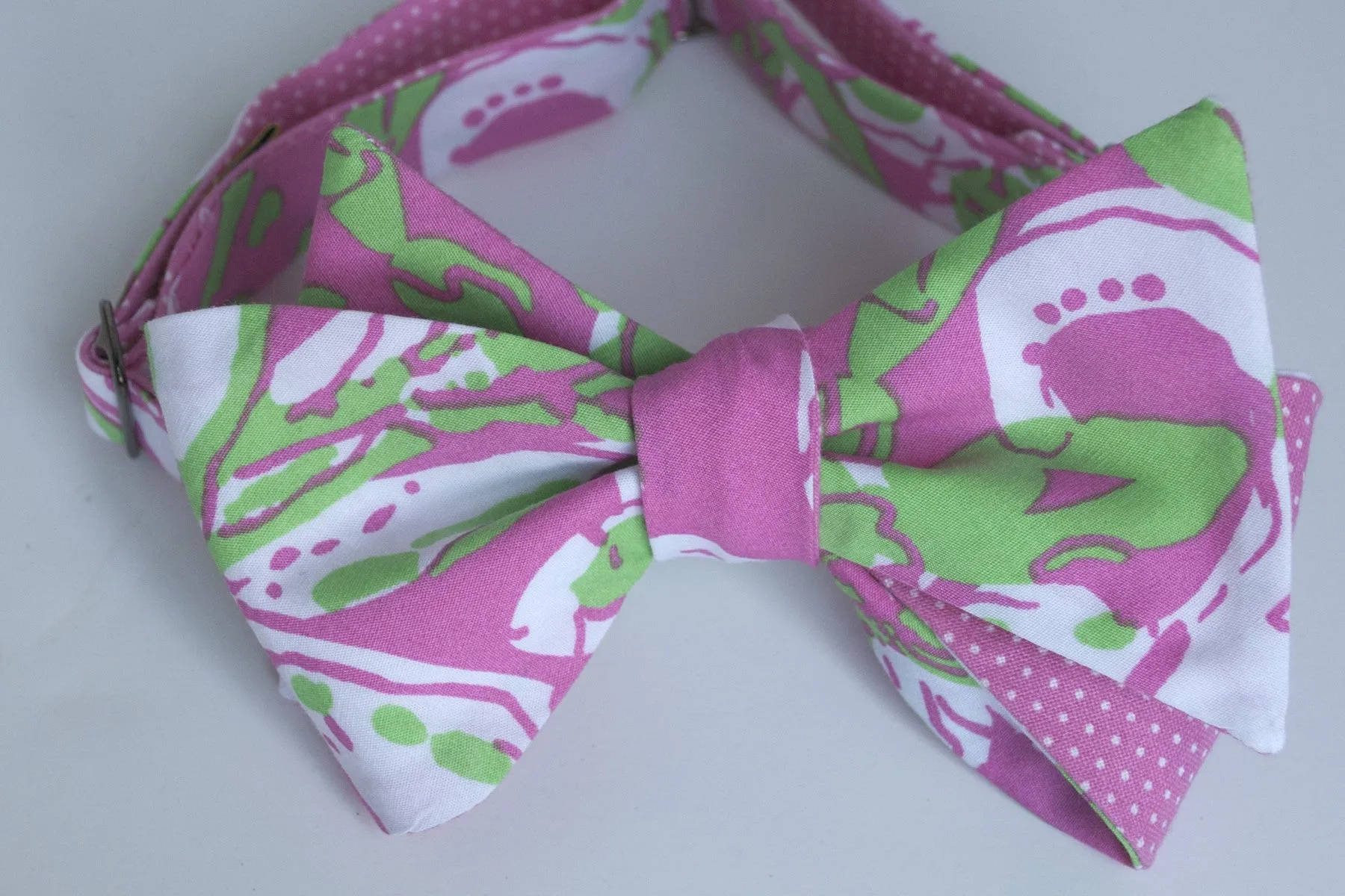 Designer Dark Pink & Green Bow Tie