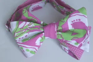 Designer Dark Pink & Green Bow Tie