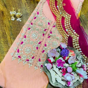 Designer Punjabi Salwar Suit in Peach