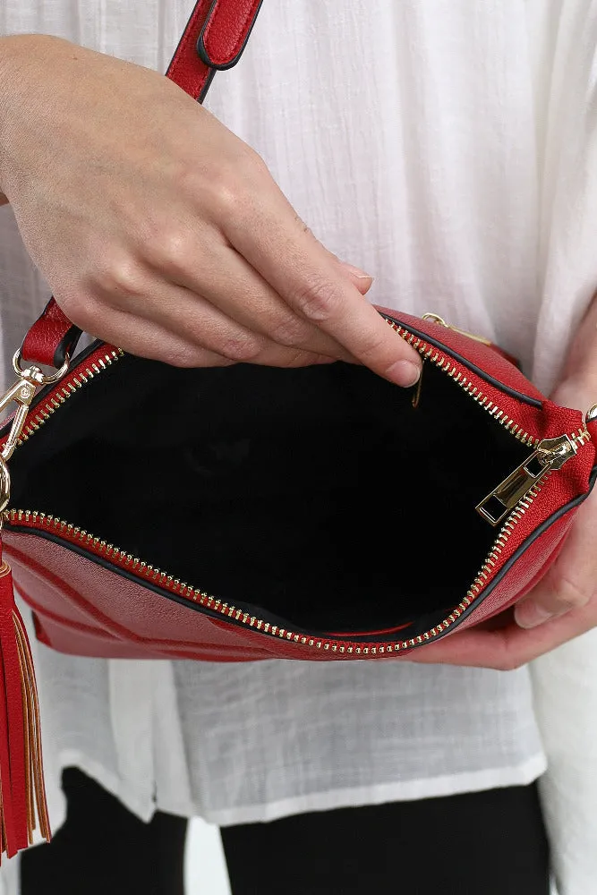 Diamond Stitch Crossbody Bag -Maroon