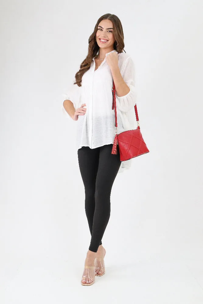 Diamond Stitch Crossbody Bag -Maroon