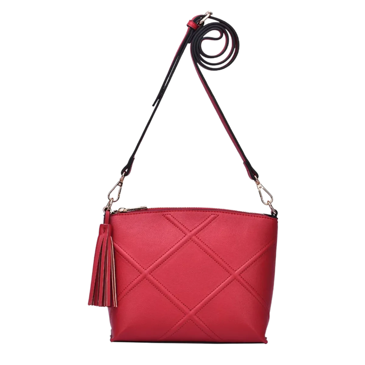 Diamond Stitch Crossbody Bag -Maroon