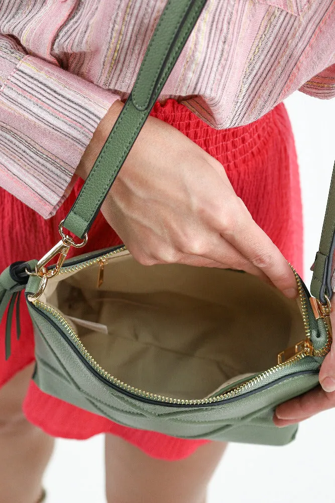 Diamond Stitch Crossbody Bag -Sage