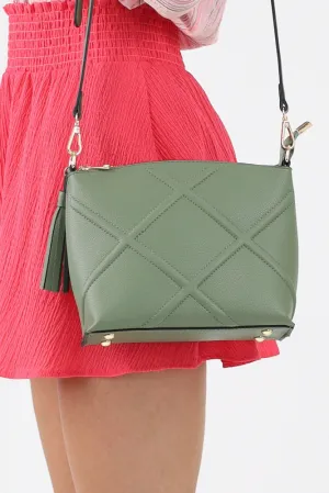 Diamond Stitch Crossbody Bag -Sage