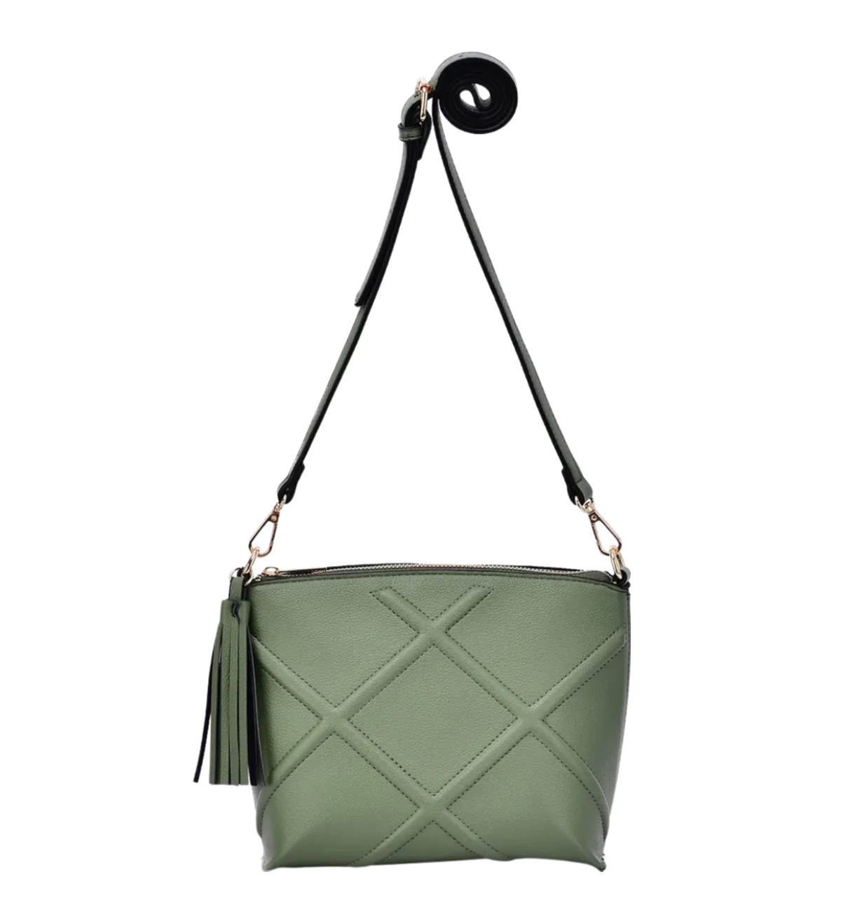 Diamond Stitch Crossbody Bag -Sage