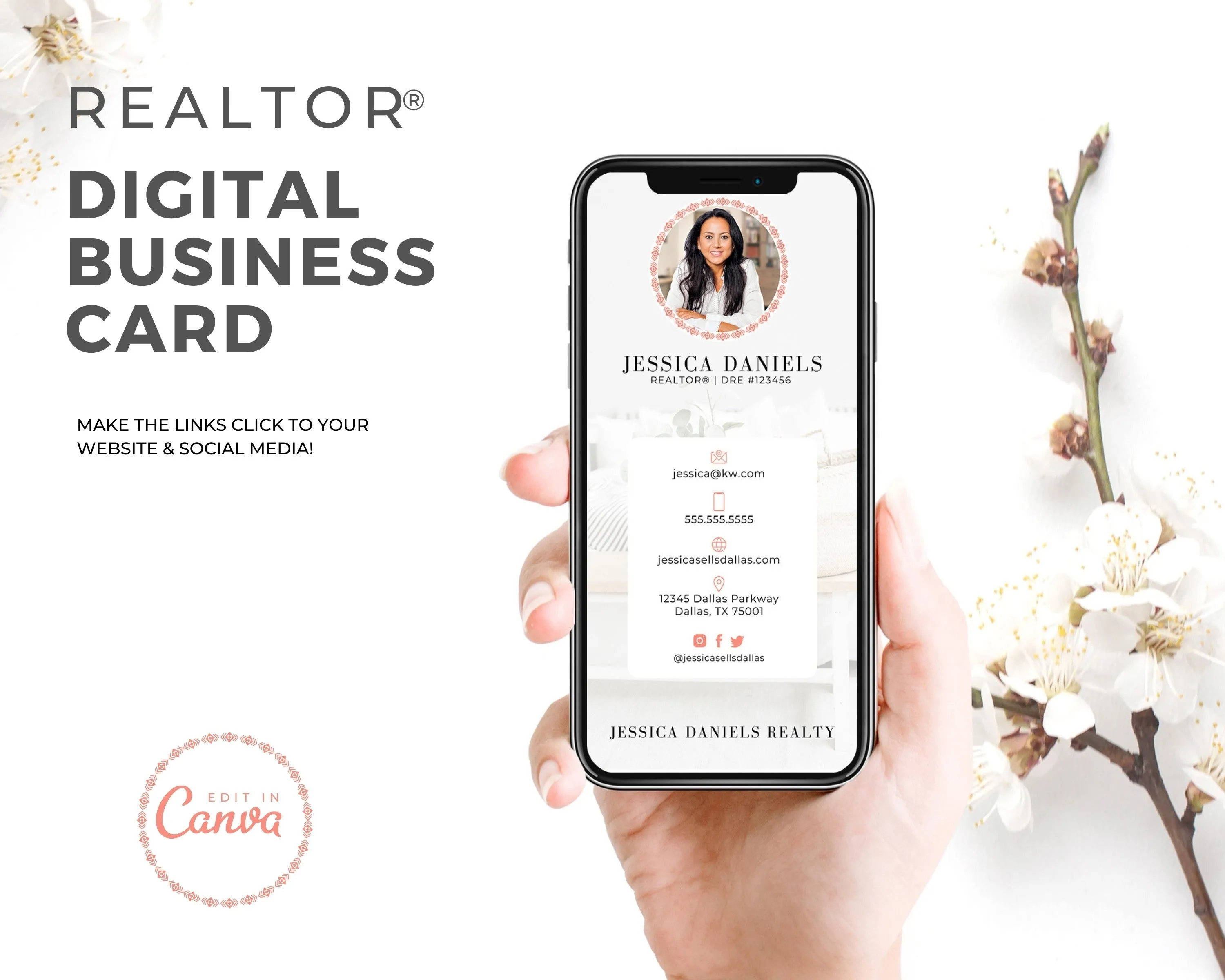 Digital Realtor Business Card - Coral