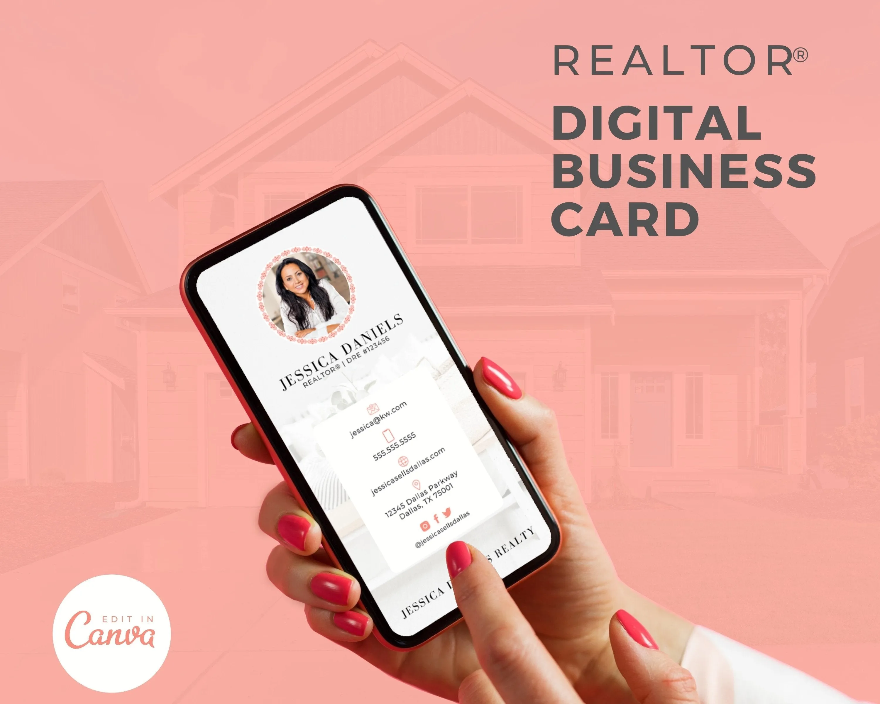 Digital Realtor Business Card - Coral