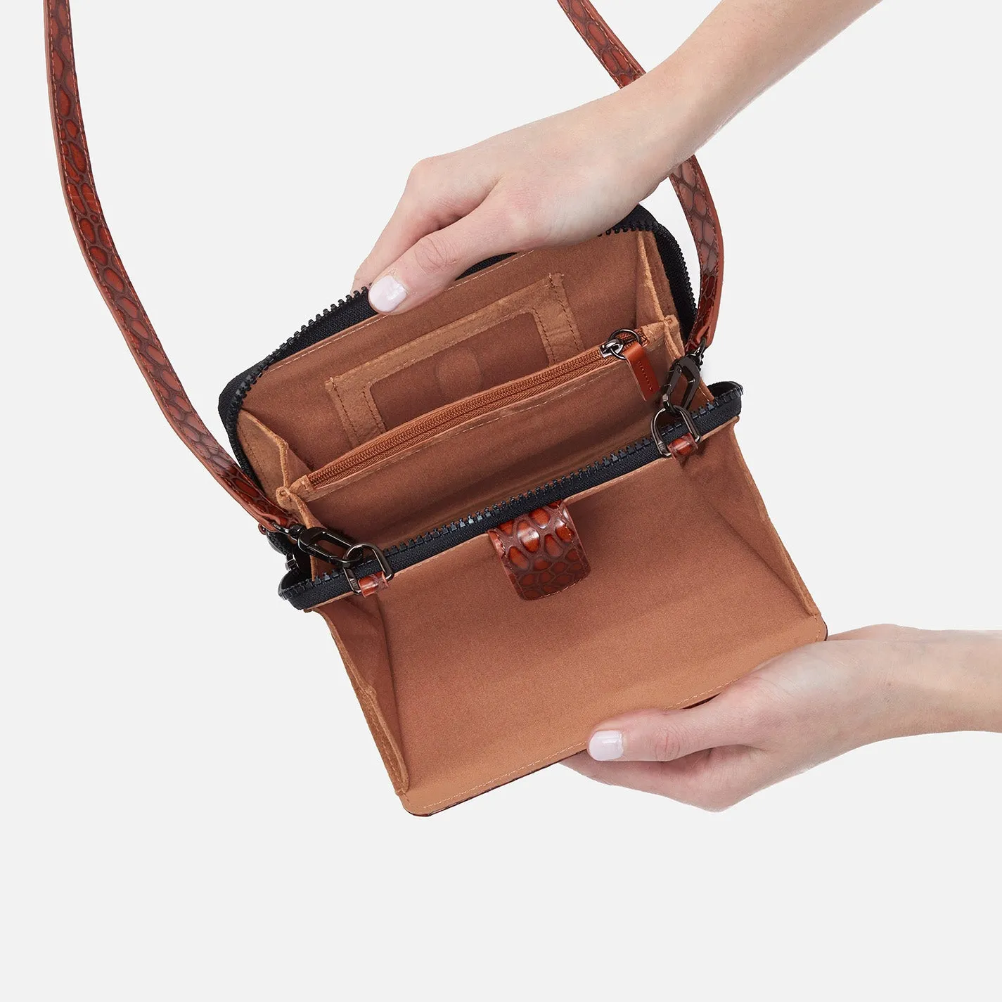 Dixon Zip Shoulder Bag In High Gloss Leather - Tortoise