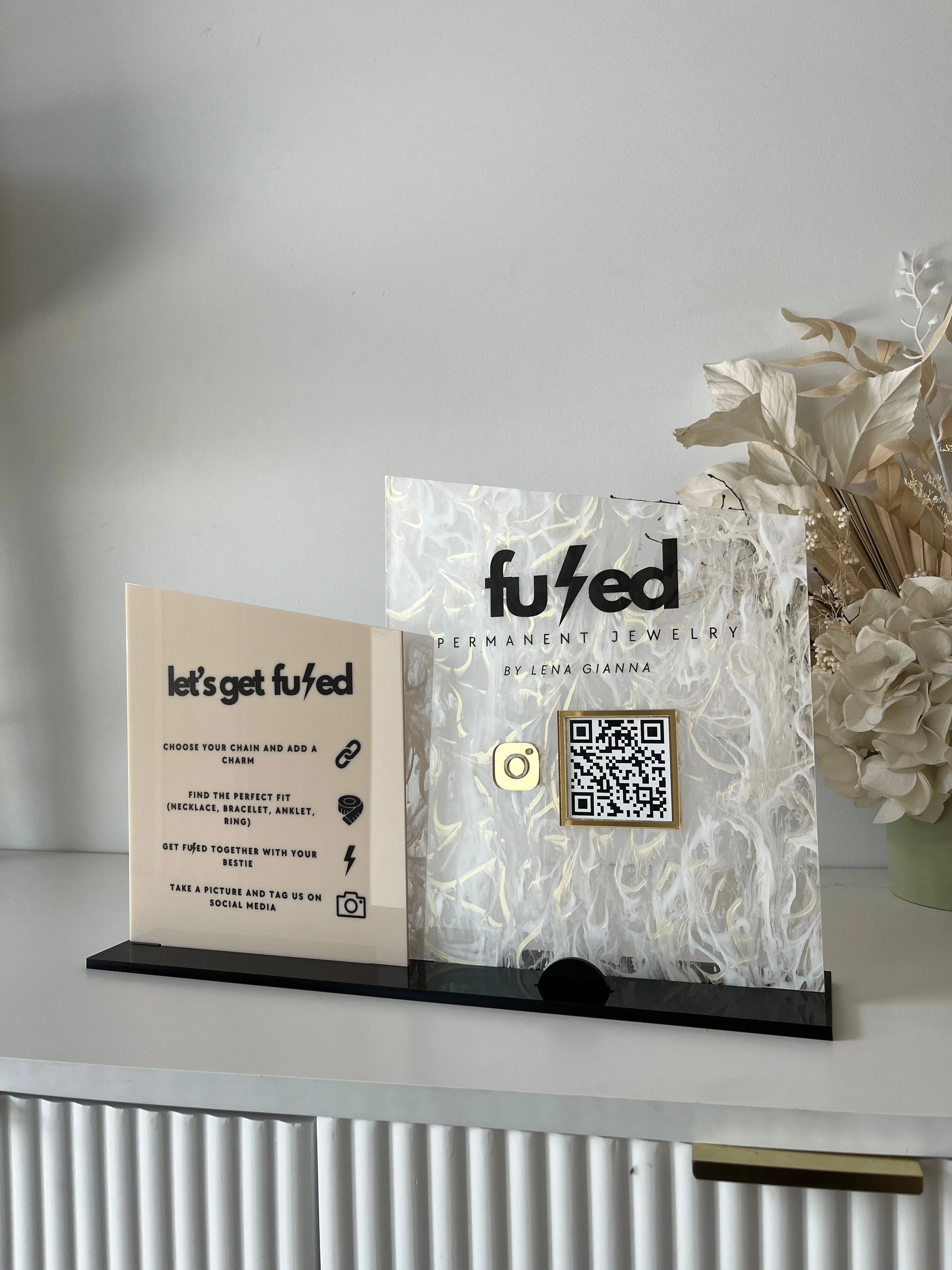 Double Angled - Logo, QR, Card Holder   Info