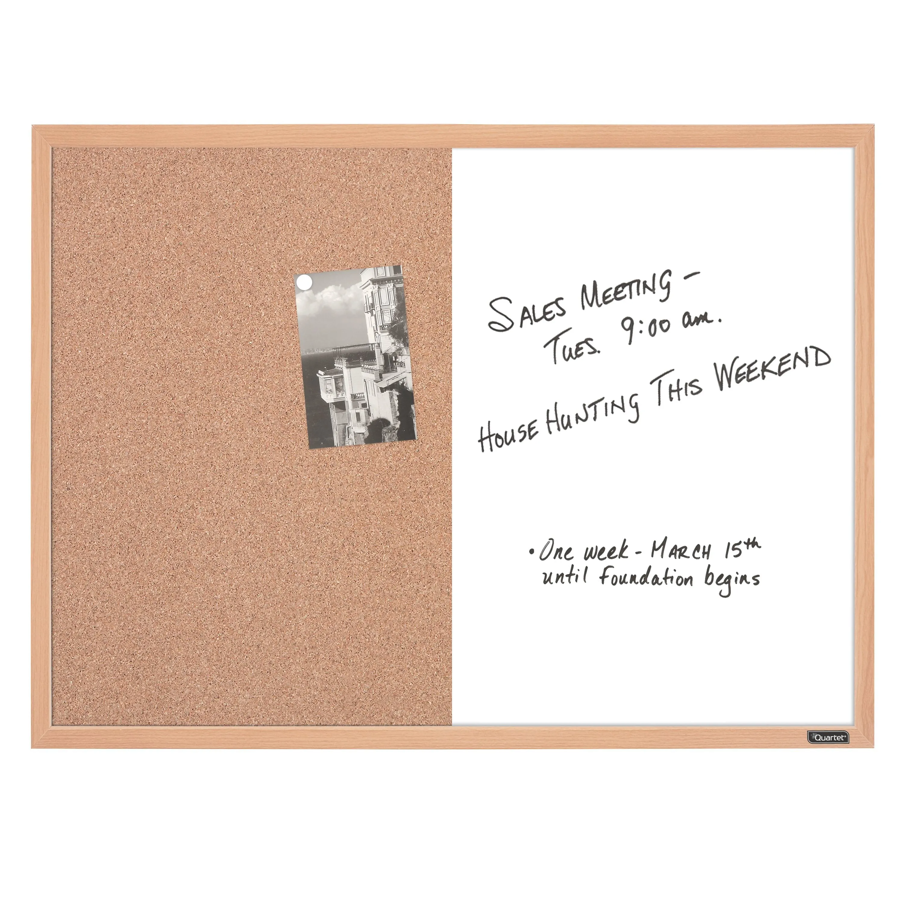 Dry-Erase and Natural Cork Combo Board 17 x23 Oak Frame Presentation Boards New