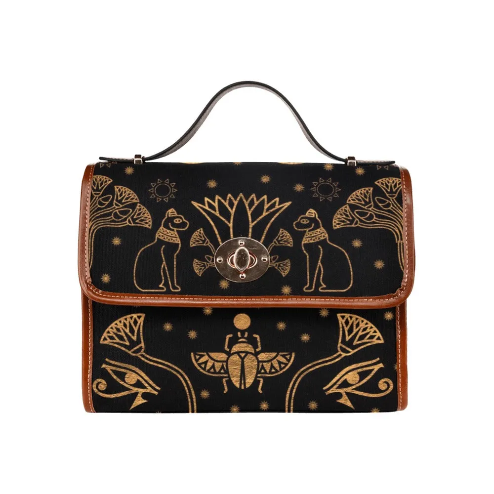 Egyptian Scarab Beetle Purse, Cross Body Purse, Vegan Canvas Satchel bag
