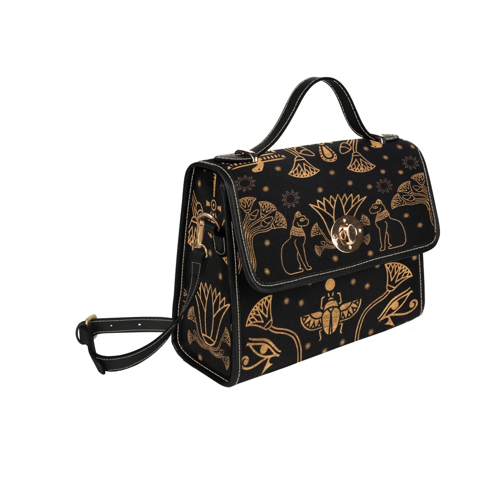 Egyptian Scarab Beetle Purse, Cross Body Purse, Vegan Canvas Satchel bag