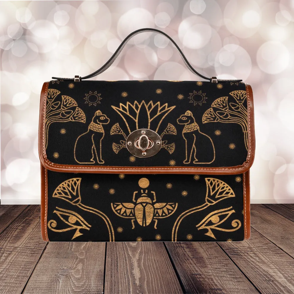 Egyptian Scarab Beetle Purse, Cross Body Purse, Vegan Canvas Satchel bag