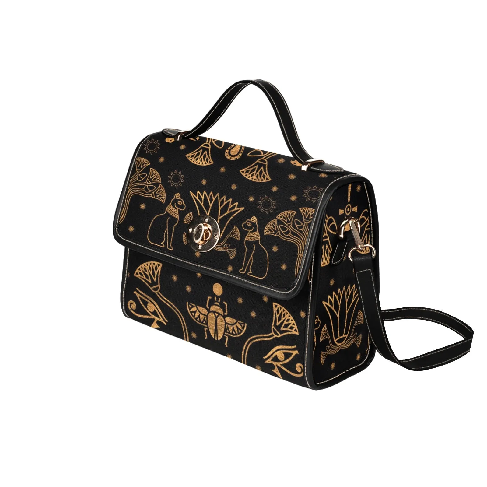 Egyptian Scarab Beetle Purse, Cross Body Purse, Vegan Canvas Satchel bag