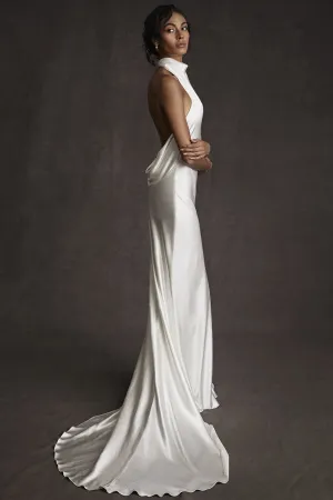 Elegant Backless High Neck Mermaid Wedding Dress On Sale