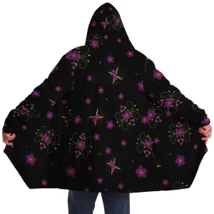 Elegant Flower Cloak - Black or White Fleece