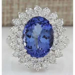 Elegant Tanzanite Natural Earth Mined Diamond Cocktail Ring