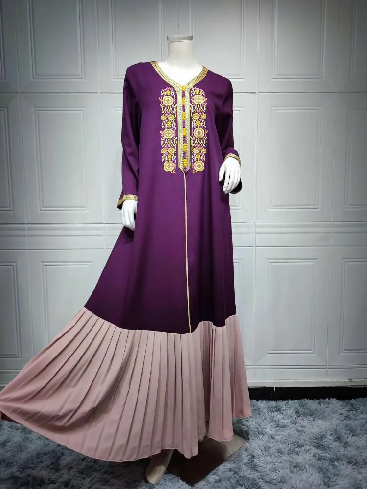 Embroidered Lace Stitched Jalabiya Dress